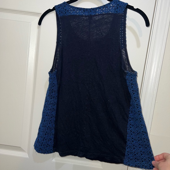 J. Crew Medium Navy Blue Lace Tank Top - Picture 2 of 4